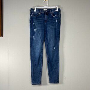 Nicole Miller Ankle Skinny Denim Jeans Women's 4 Mid Rise Blue Distressed Casual